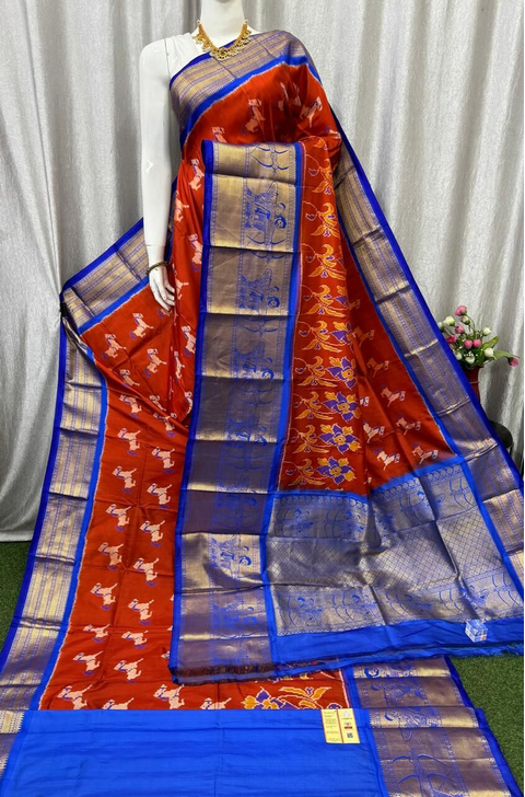 PASKKBRS4V05FSCD09- Kanchi border Ikat silk saree