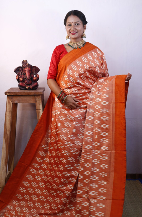 PRKSILWS4V01SZDC01- light weight Ikat silk saree