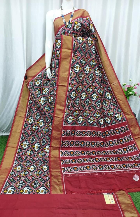 PASKSPSS4D18FCDC03- Double Ikat spunsilk saree