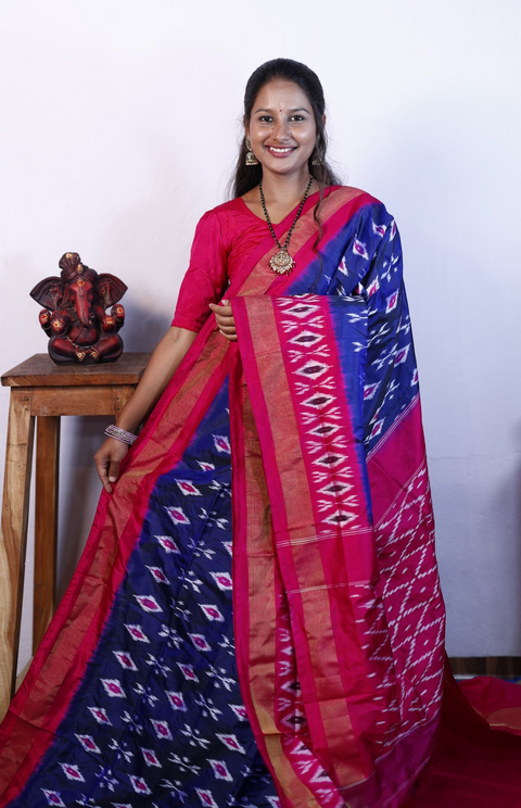 PRKSILWS4V27XEDC15- light weight Ikat silk saree