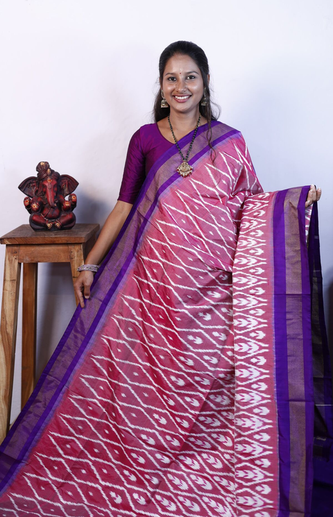 PRKSILWS4V04XZCC05- light weight Ikat silk saree