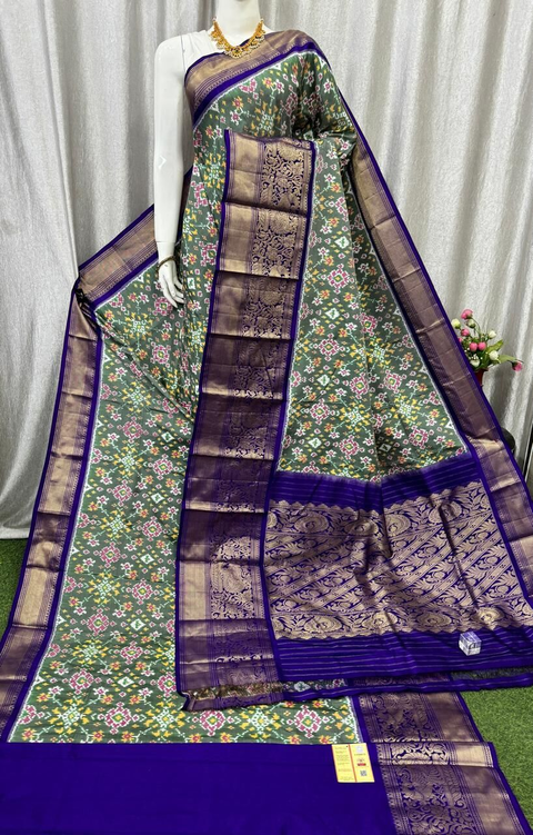 PASKKBRS4V05FSCD08- Kanchi border Ikat silk saree