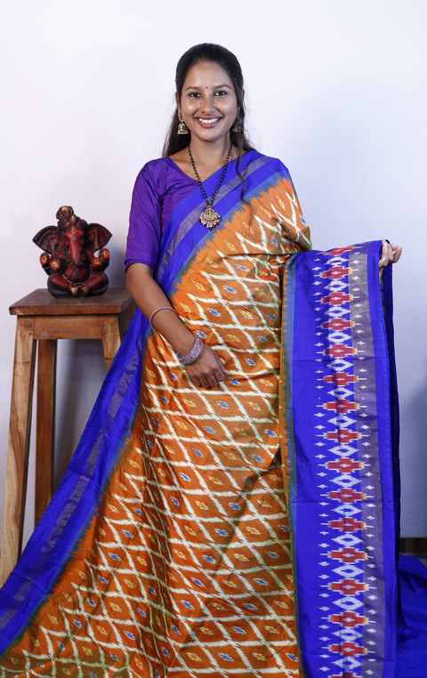 PRKSILWS4V13XZCD03- light weight Ikat silk saree