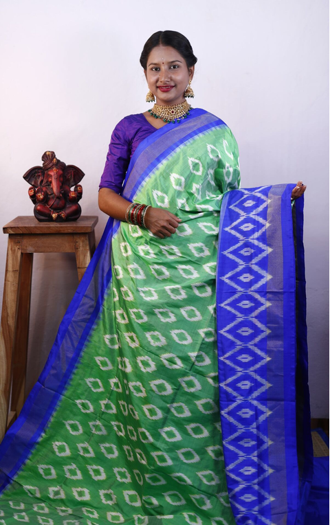 PRKSILWS4V13XZCD29- light weight Ikat silk saree