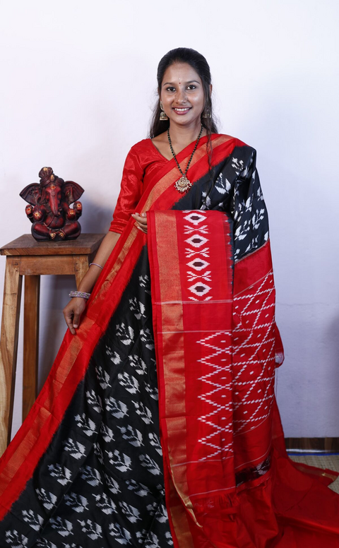 PRKSILWS4V27XEDC17- light weight Ikat silk saree