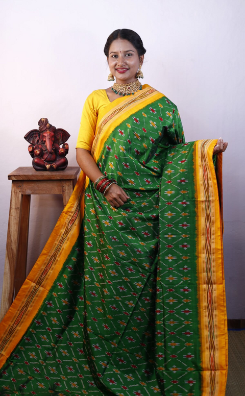 PRKSILWS4D10SZDC12- light weight Ikat silk saree