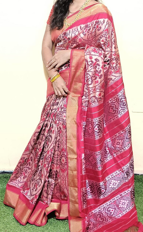 PGMRIDSS5J10NICD52- Ikat silk saree