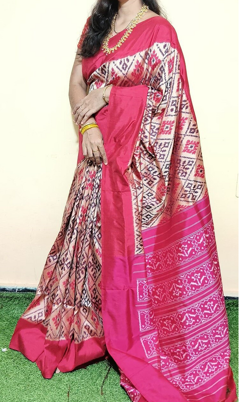 PGMRIDSS5J10NICD51- Ikat silk saree