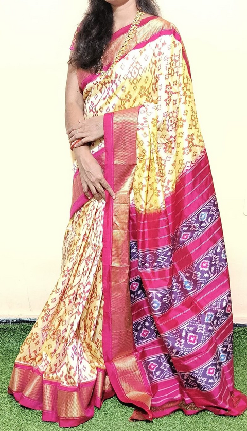 PGMRIDSS5J10NICD42- Ikat silk saree