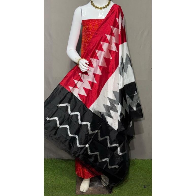 PSRGSDST5F15FFDC04- Ikat Silk dupatta with Ikat sico top