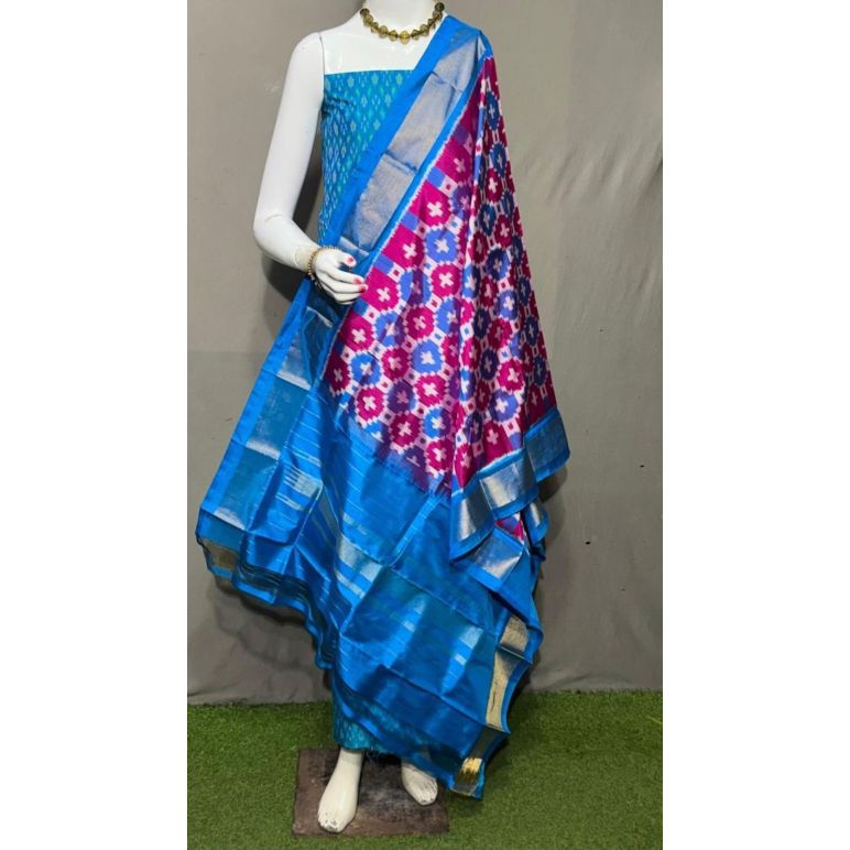 PSRGSDST5F15FFDC46- Ikat Silk dupatta with Ikat sico top