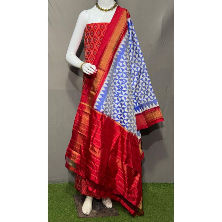 PSRGSDST5F15FFDC54- Ikat Silk dupatta with Ikat sico top