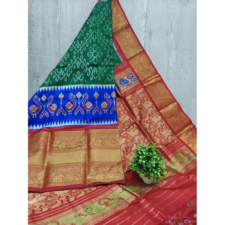 PSHLKBRS5F22EBDC20- Kanchi border Ikat silk saree