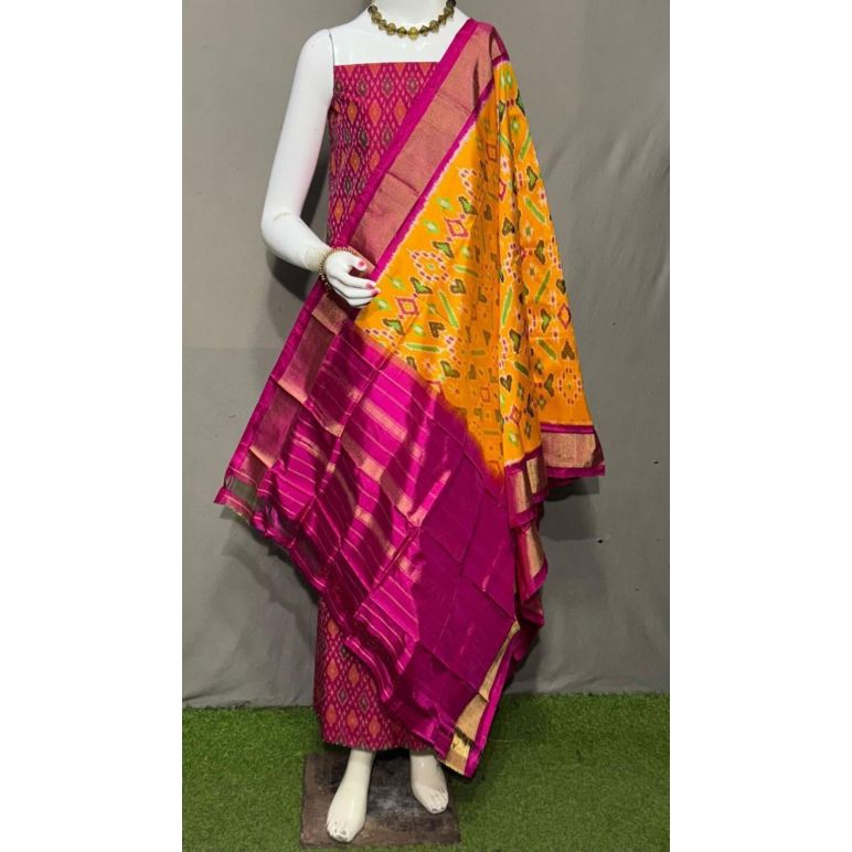 PSRGSDST5F21FFCD08- Ikat Silk dupatta with Ikat sico top