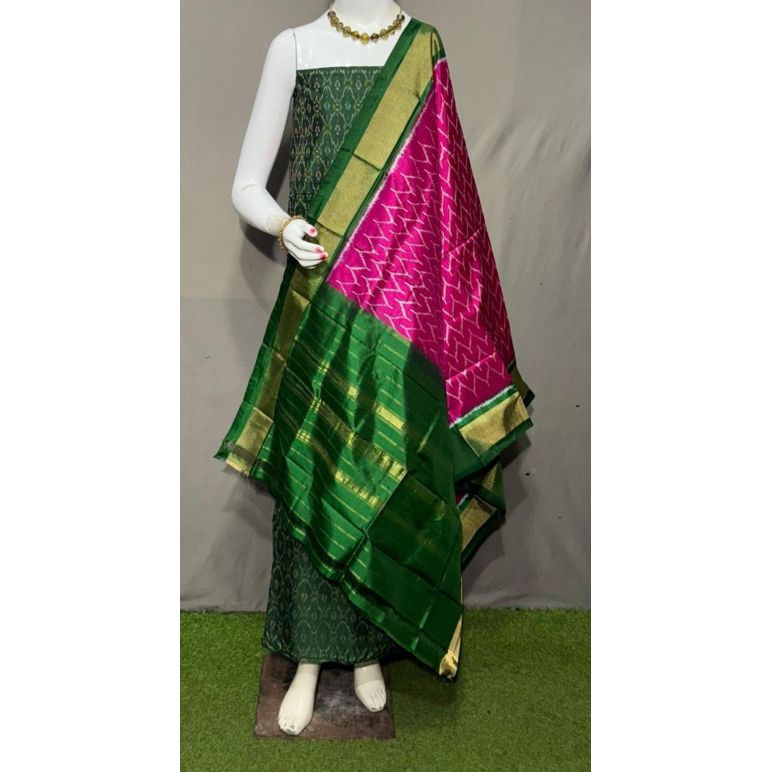 PSRGSDST5F21FFCD20- Ikat Silk dupatta with Ikat sico top