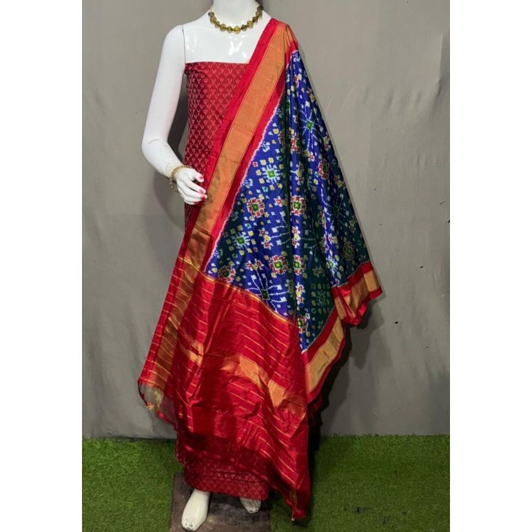 PSRGSDST5F21FFCD51- Ikat Silk dupatta with Ikat sico top