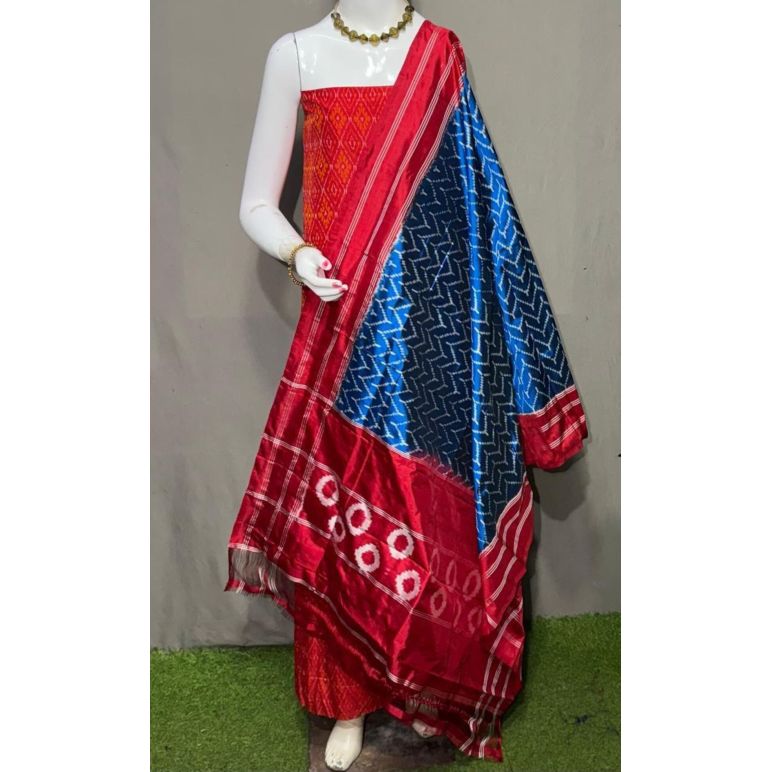 PSRGSDST5F21FFCD52- Ikat Silk dupatta with Ikat sico top