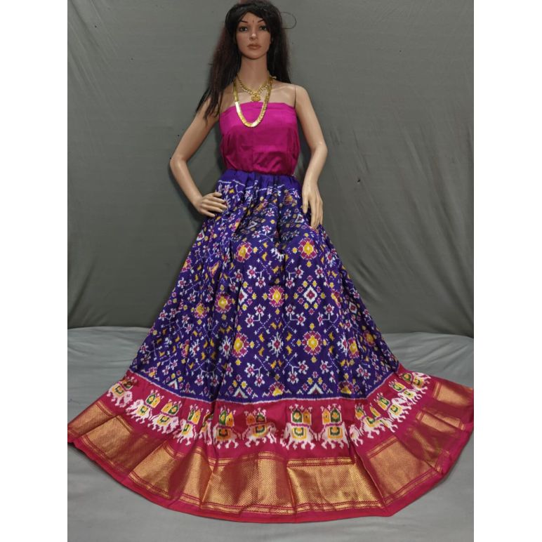 PSSIFSLG5F222SZCD50- Free Size Ikat Silk Lehenga