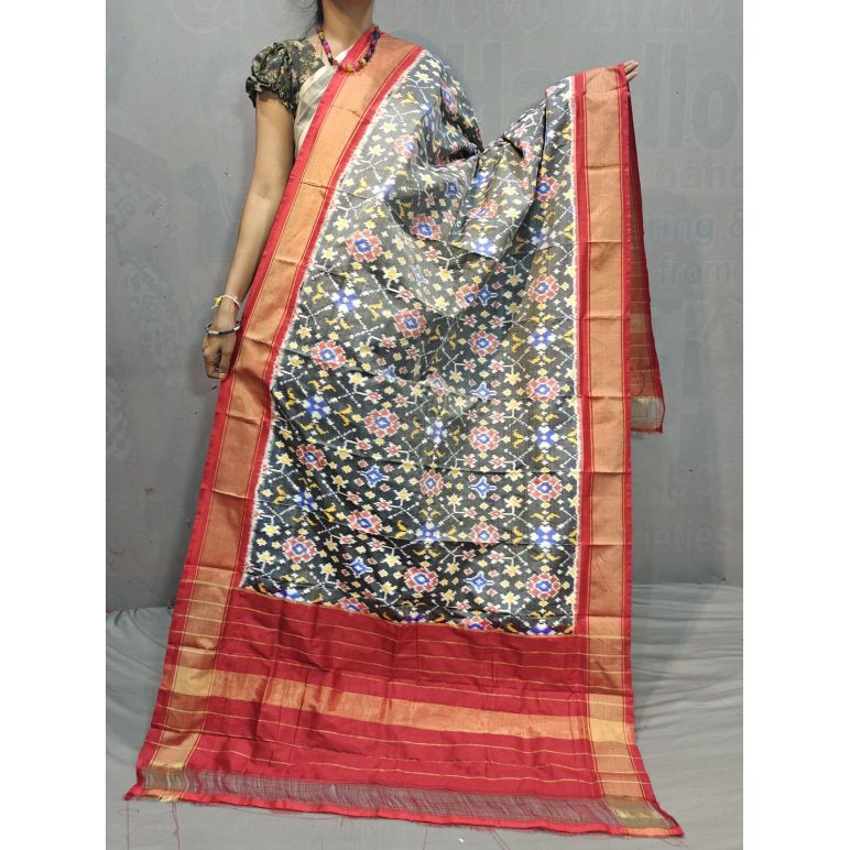 PGMRISDP5M04ECCD65- Ikat silk dupatta