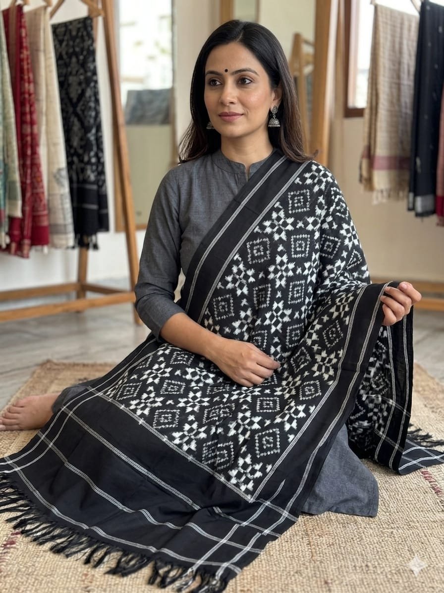 Cotton Dupatta - PSSIY22-ICDPDIBCC-10