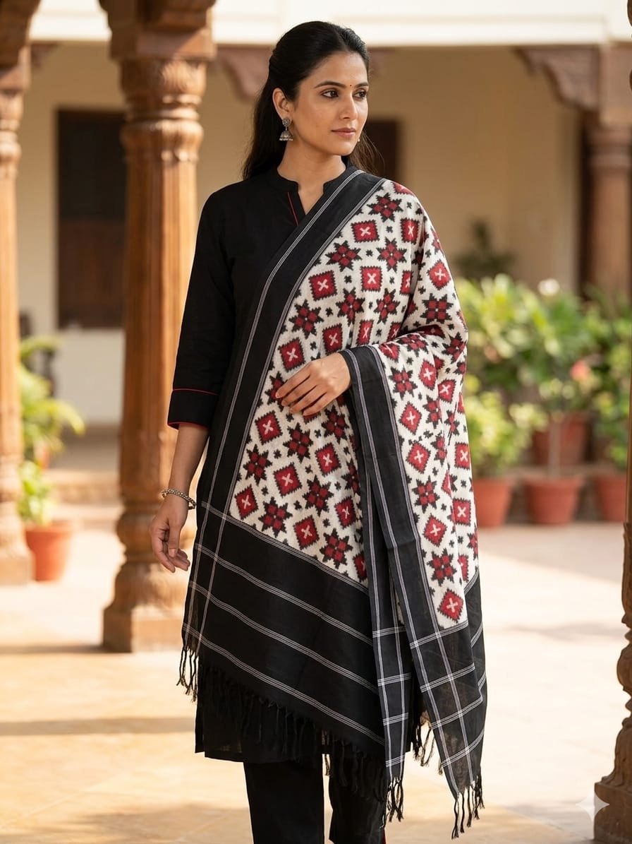 Cotton Dupatta - PSSIY22-ICDPDIBCC-24