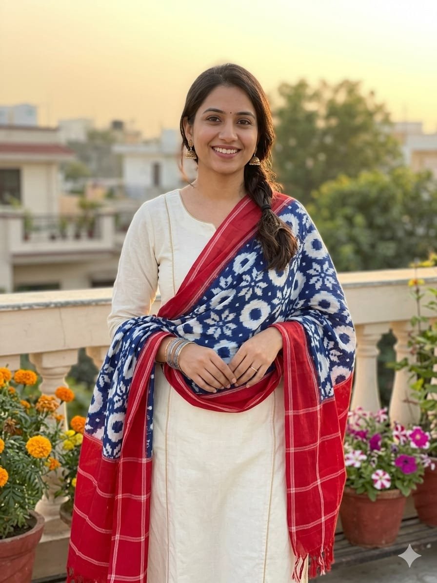 Cotton Dupatta - PSSIY22-ICDPDIBCC-25