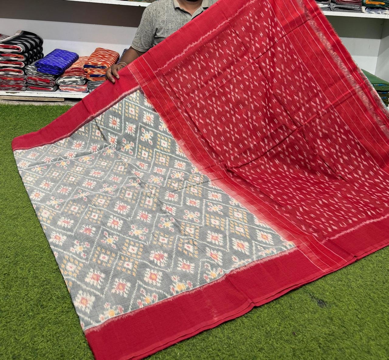 Cotton Saree - PSRGN13-ICTSDZDCD-12