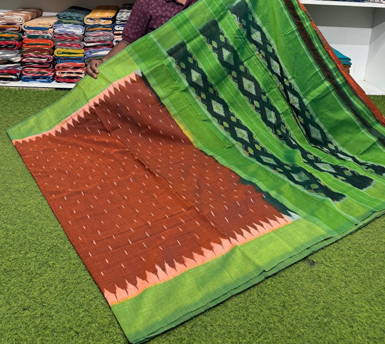 Cotton Saree - PSRGY19-ICTSCZDCD-85