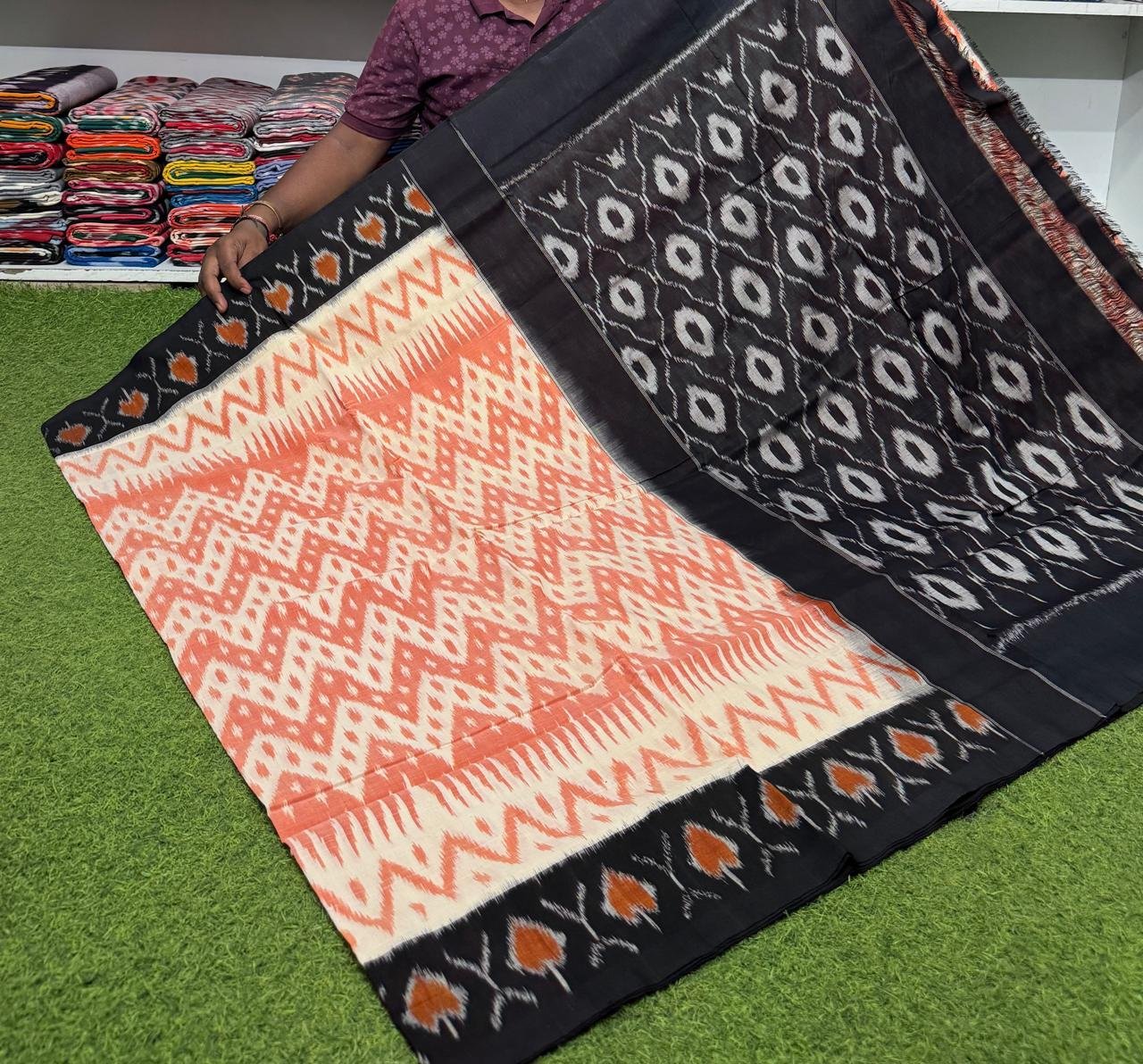 Cotton Saree - PSRGY21-ICTSDZDCD-10