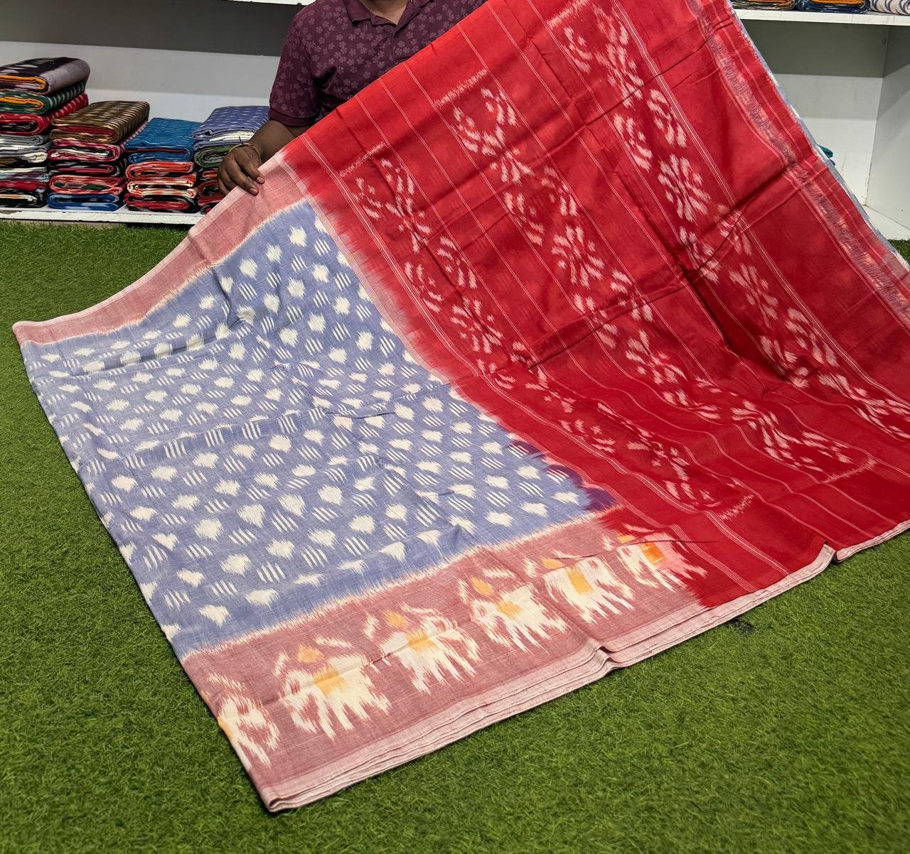 Cotton Saree - PSRGY21-ICTSDZDCD-20