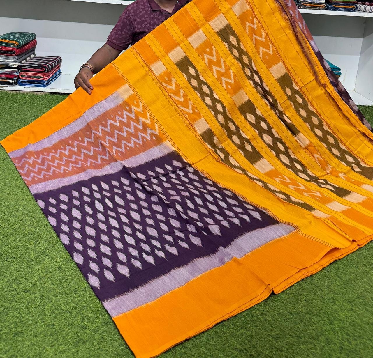 Cotton Saree - PSRGY21-ICTSDZDCD-41