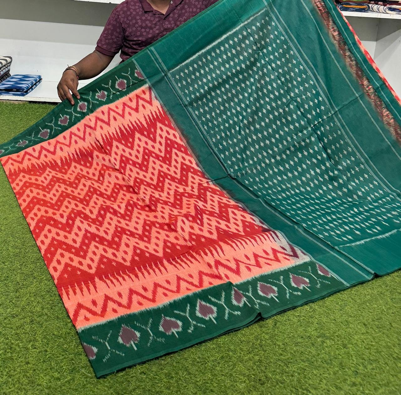 Cotton Saree - PSRGY21-ICTSDZDCD-43