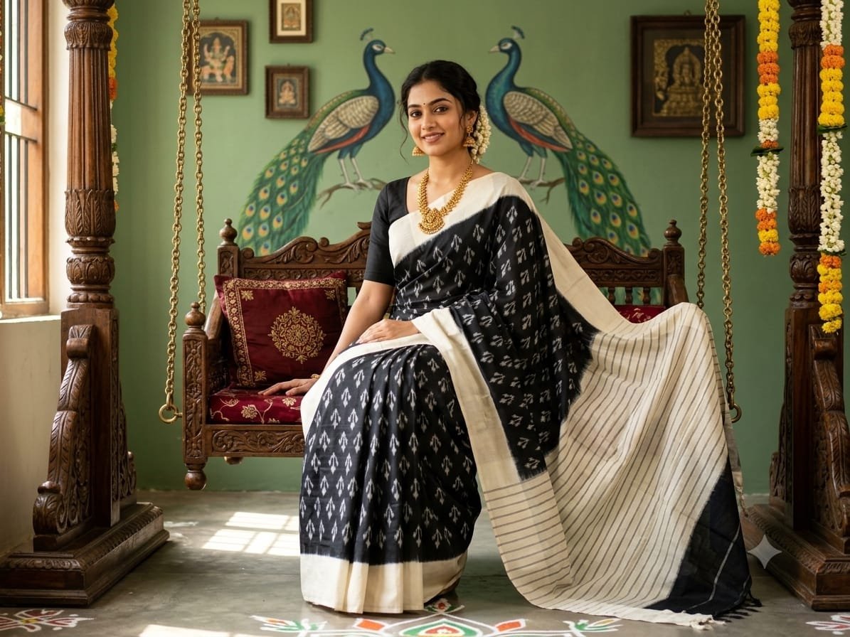 Cotton Saree - PSSIS16-ICTSDZECD-24