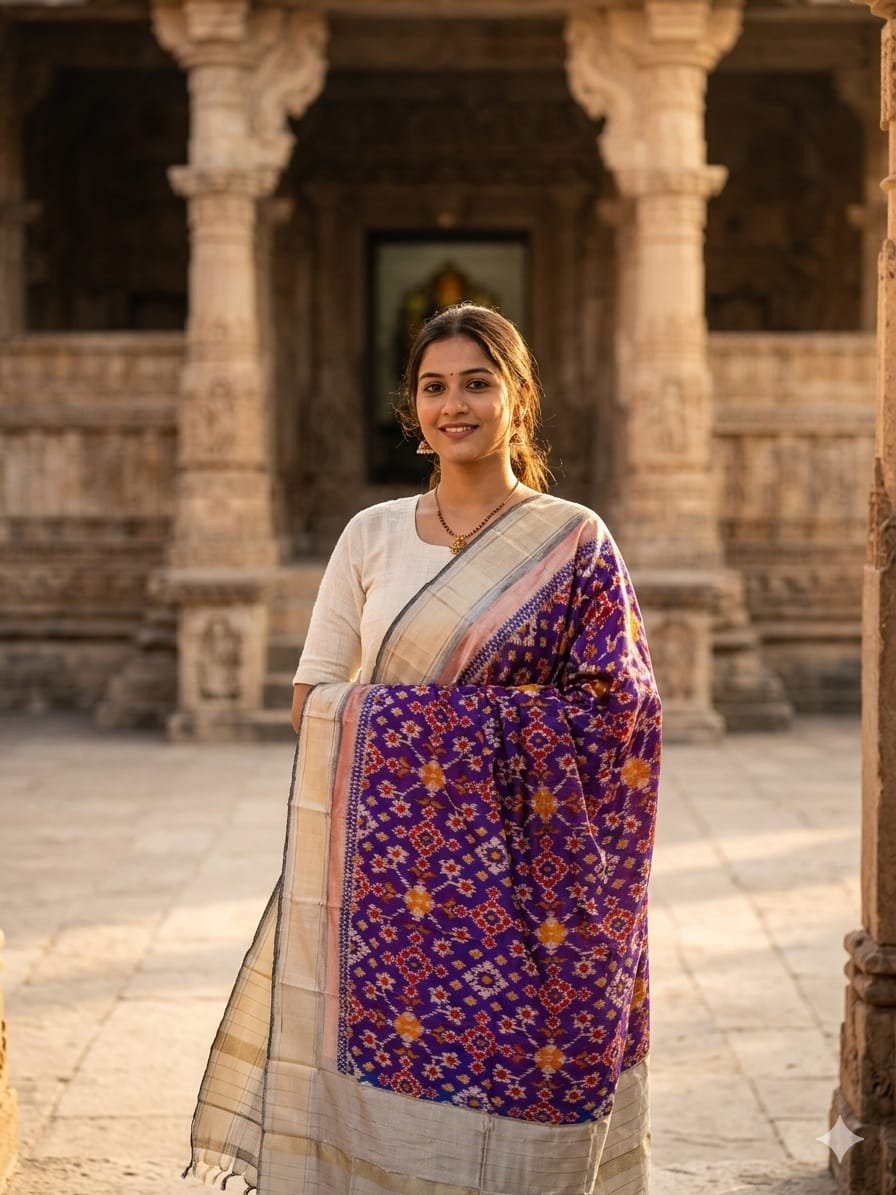 Ikat Dupatta - PGMRY26-ISDPDEZCD-35