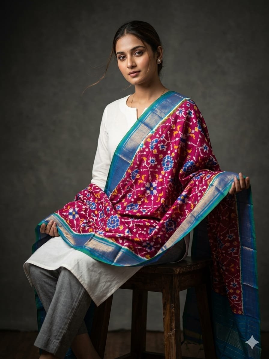 Ikat Dupatta - PGMRY26-ISDPDEZCD-37