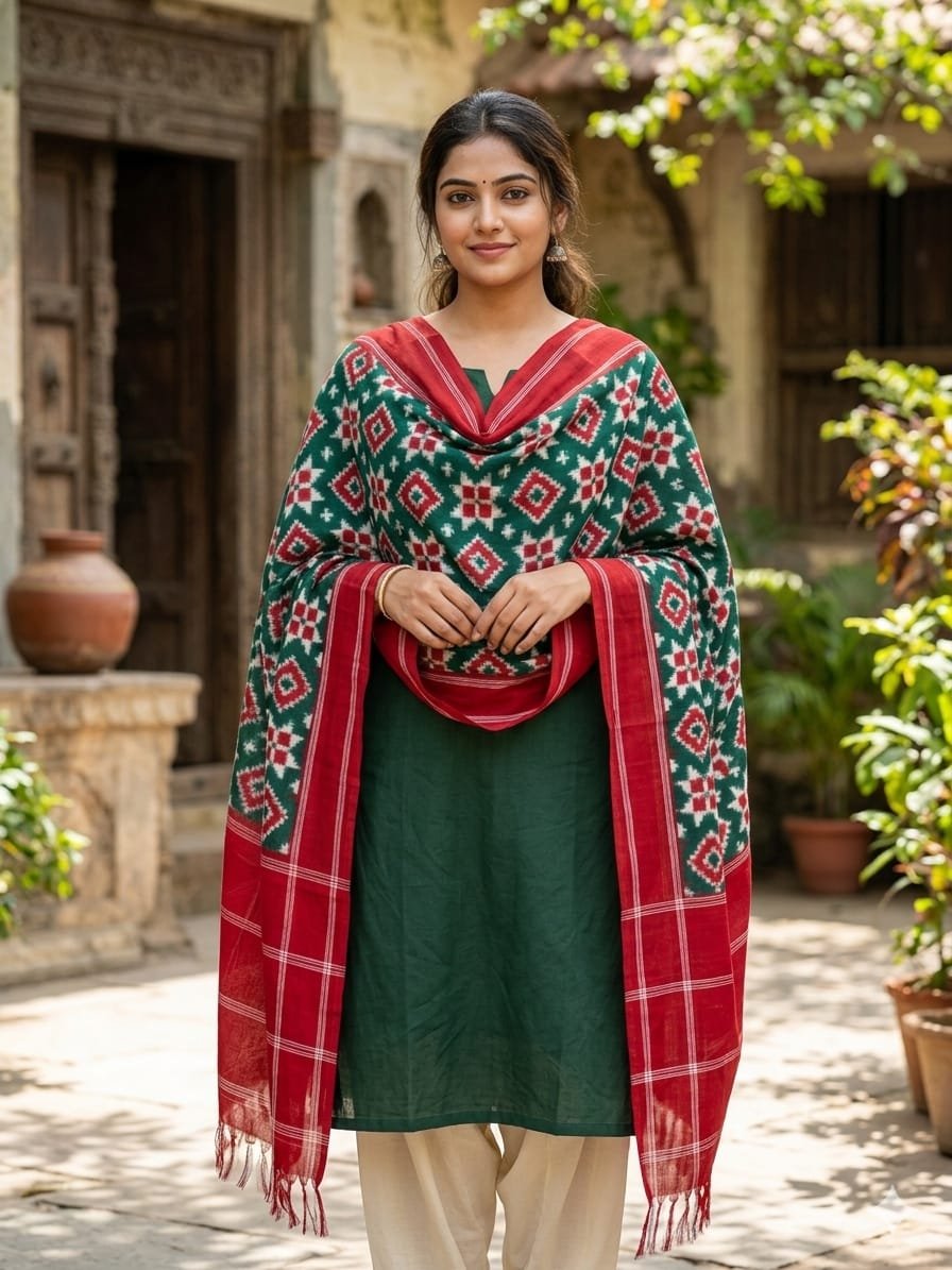 Ikat Dupatta - PSSIG10-ICDPDIBDC-04