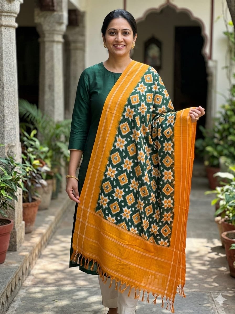 Ikat Dupatta - PSSIG10-ICDPDIBDC-07