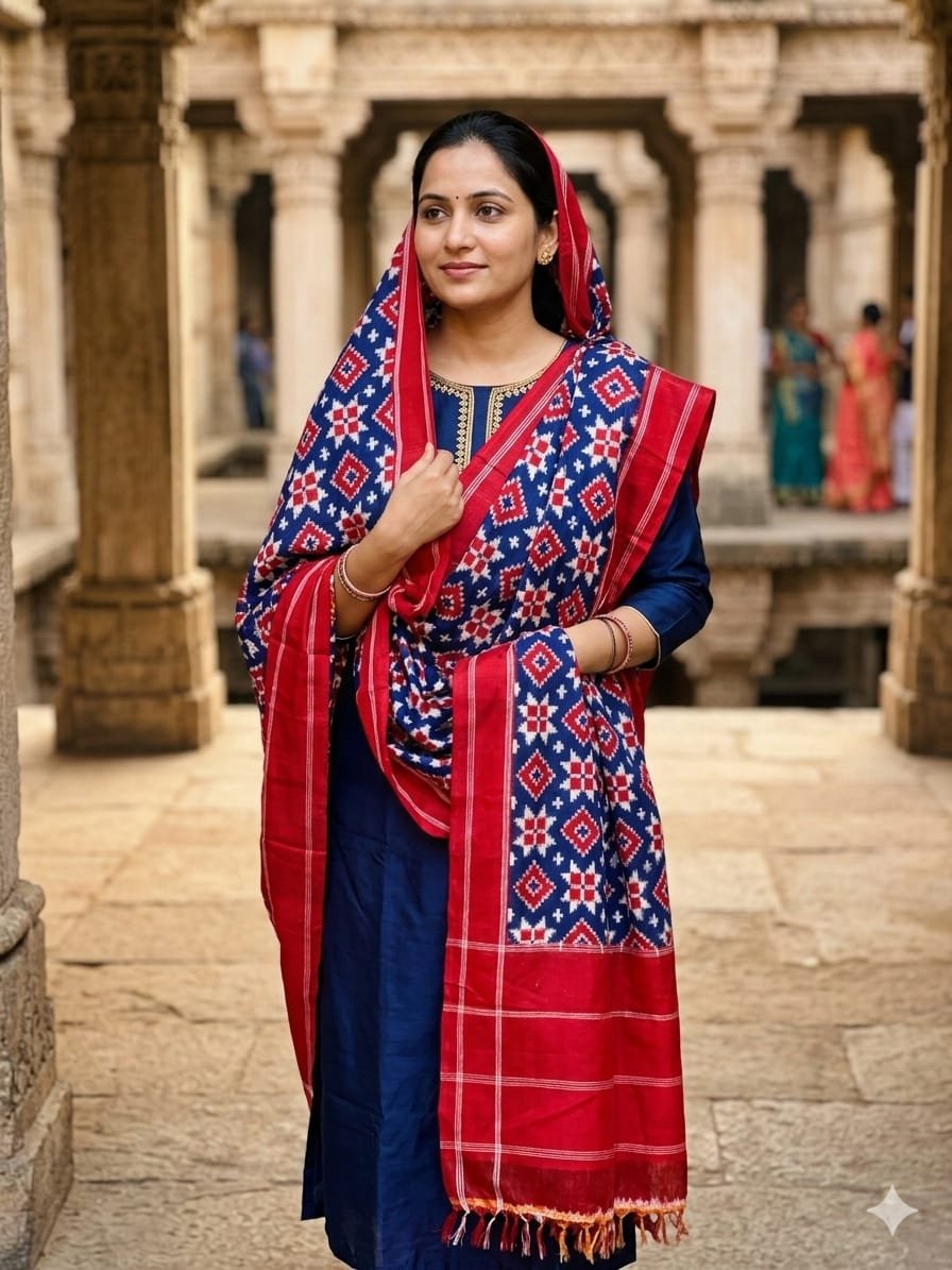 Ikat Dupatta - PSSIG10-ICDPDIBDC-08