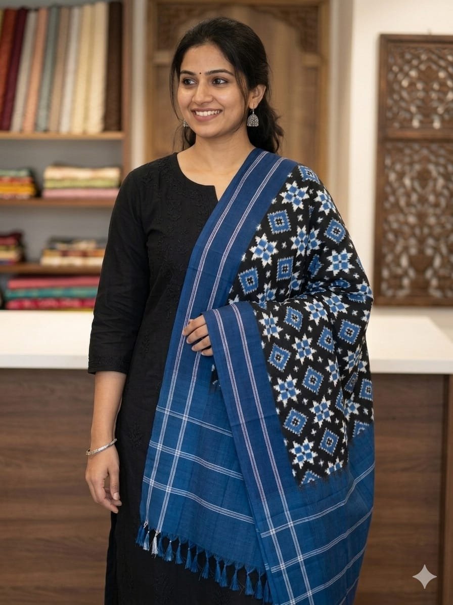 Ikat Dupatta - PSSIG10-ICDPDIBDC-09