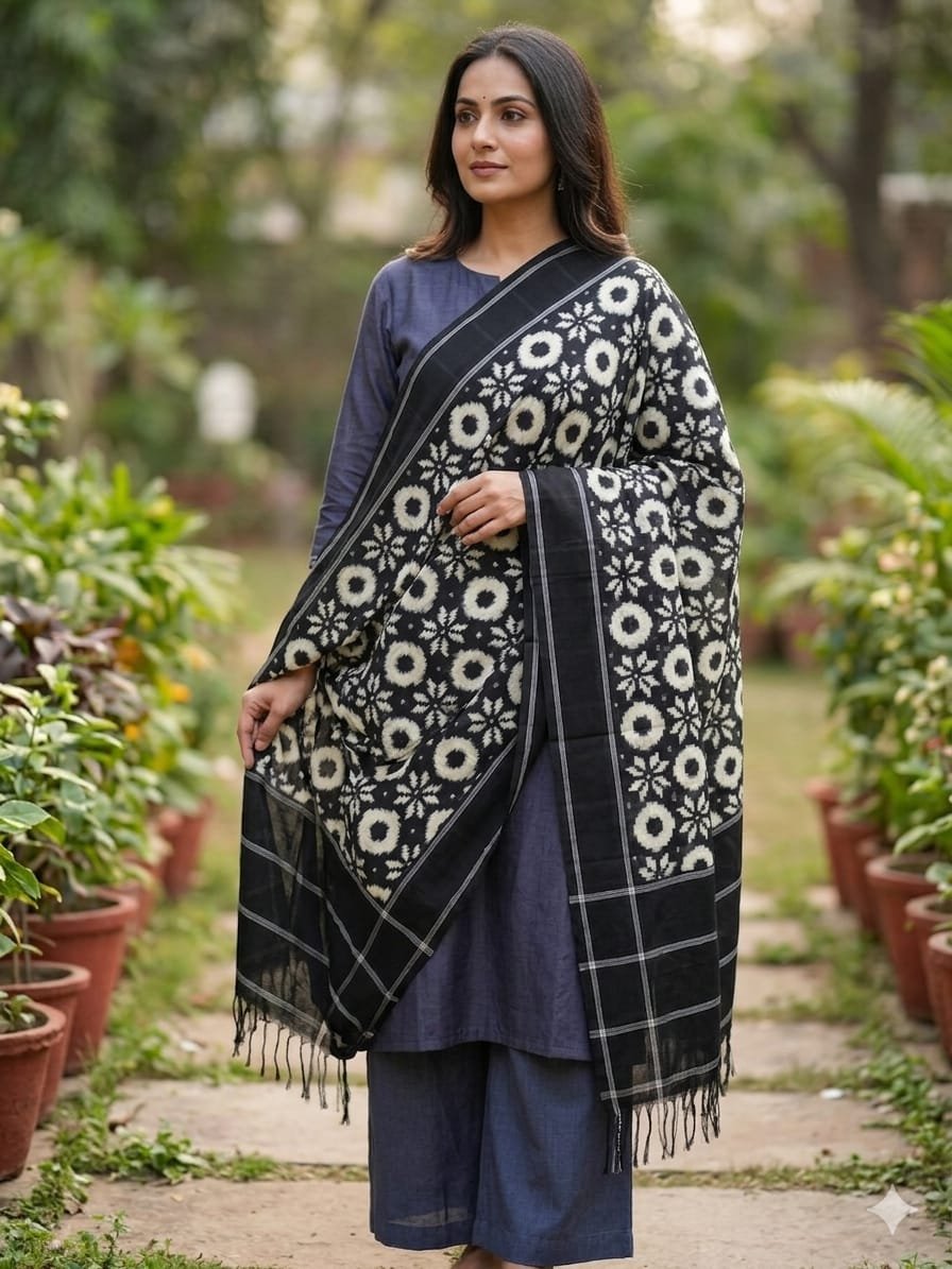 Ikat Dupatta - PSSIG10-ICDPDIBDC-12