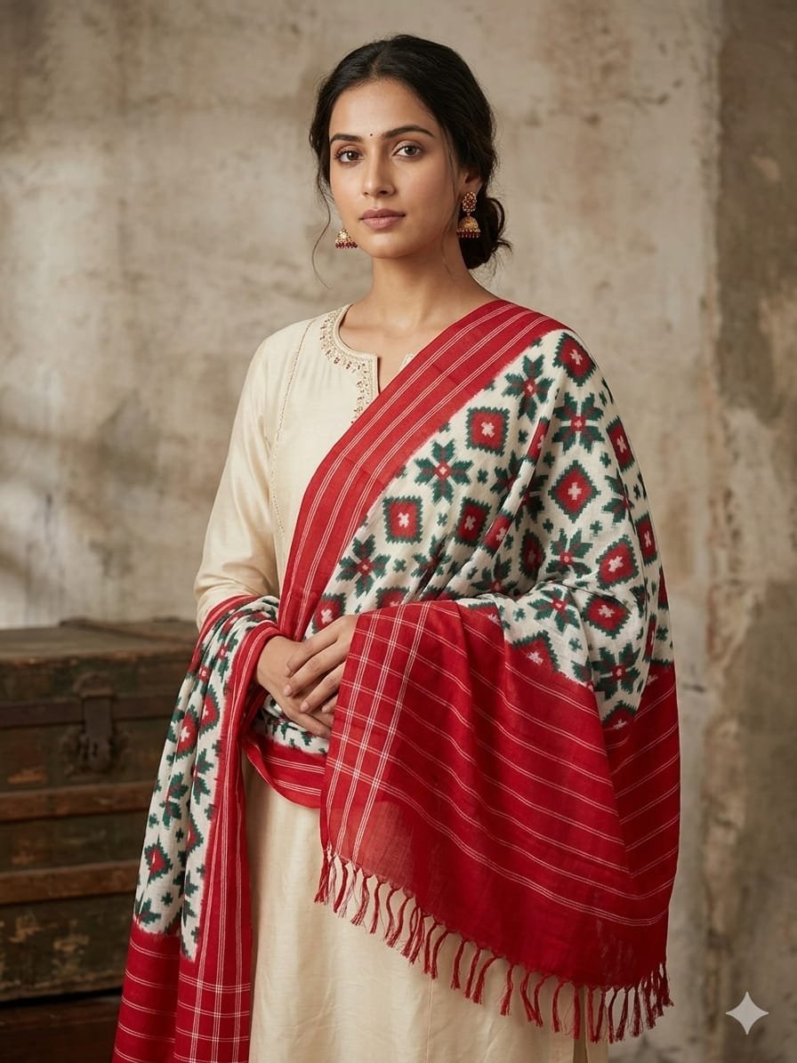 Ikat Dupatta - PSSIG10-ICDPDIBDC-13
