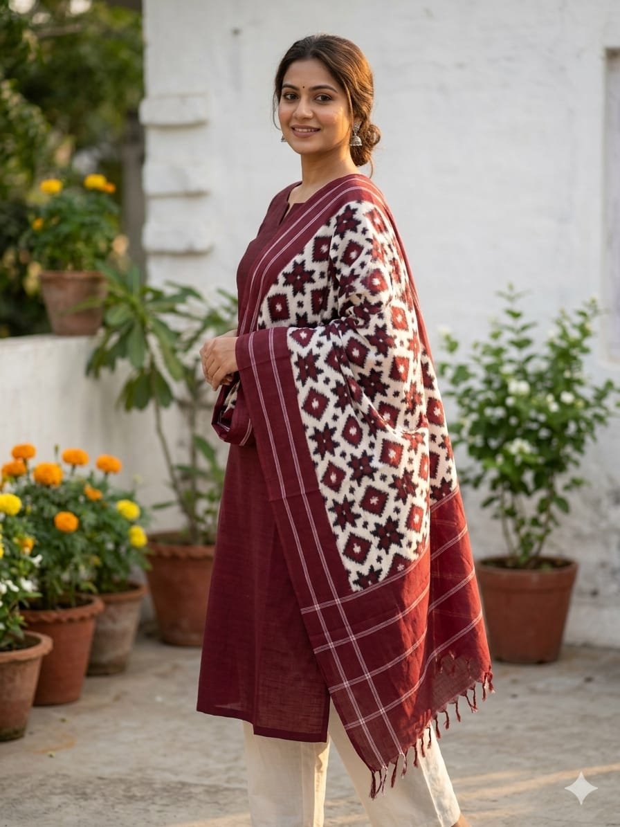 Ikat Dupatta - PSSIG10-ICDPDIBDC-16