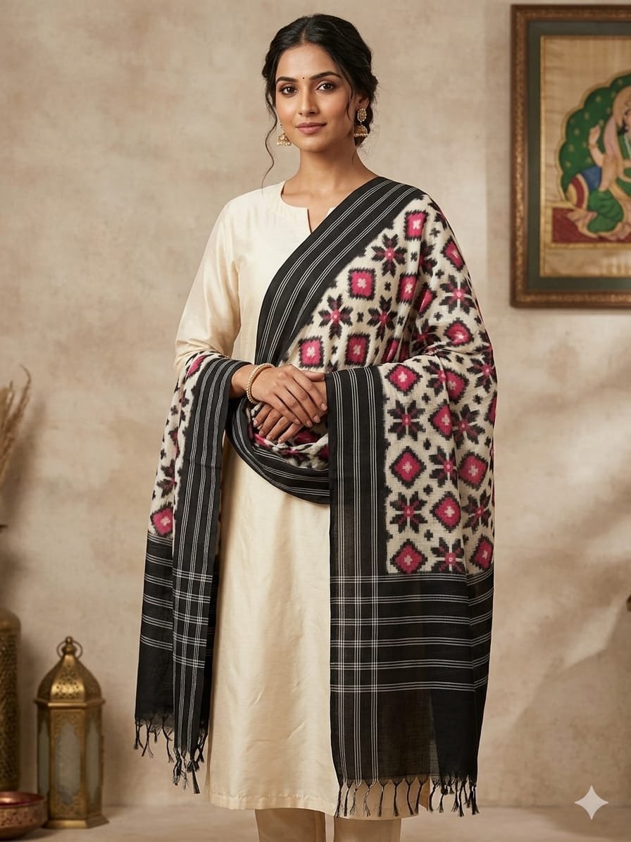 Ikat Dupatta - PSSIG10-ICDPDIBDC-17