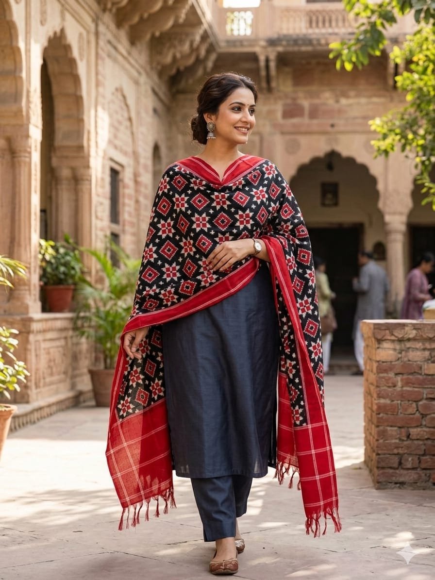 Ikat Dupatta - PSSIG10-ICDPDIBDC-19
