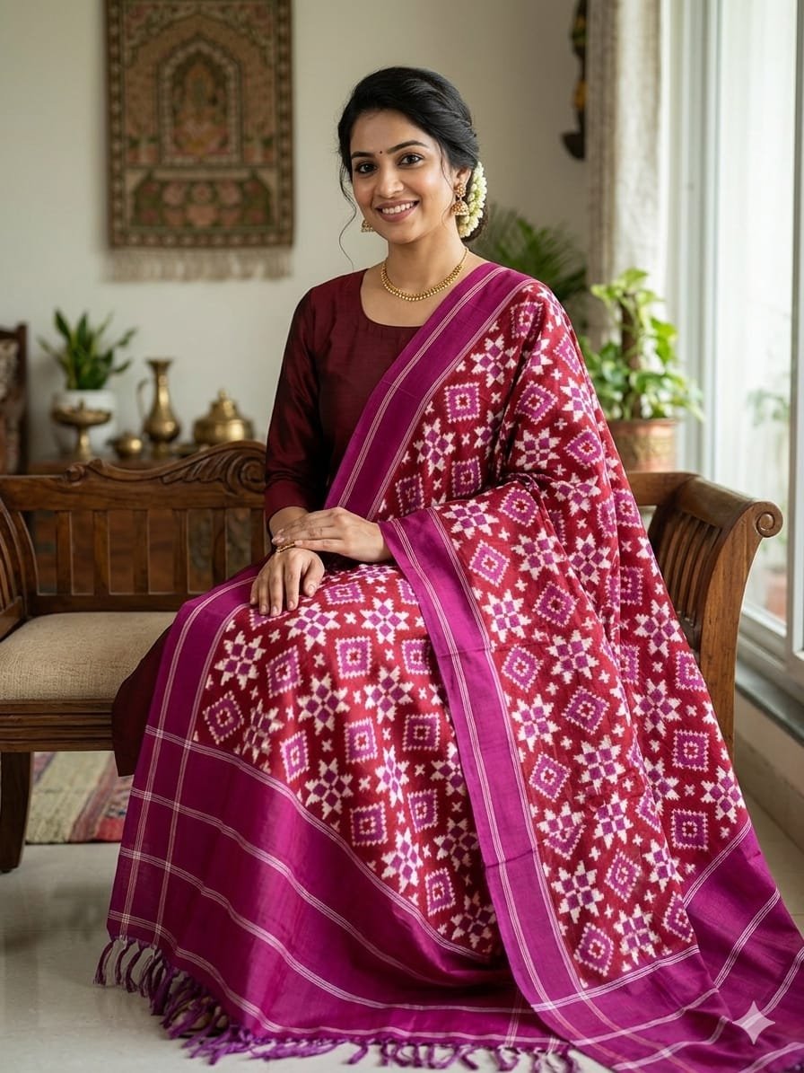 Ikat Dupatta - PSSIG10-ICDPDIBDC-20