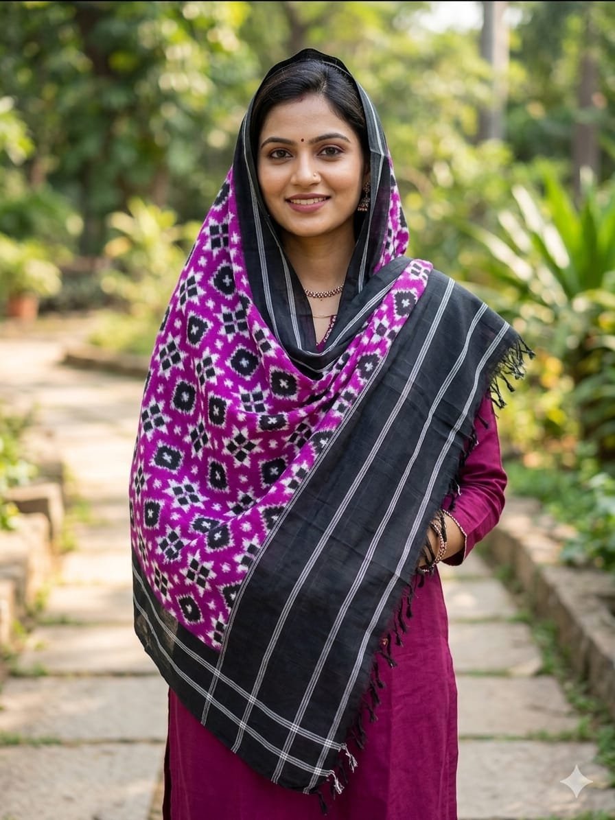 Ikat Dupatta - PSSIG10-ICDPDIBDC-22
