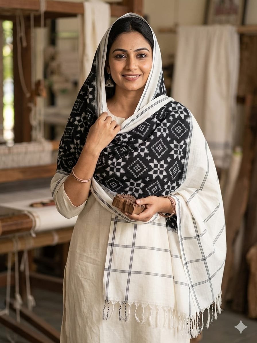 Ikat Dupatta - PSSIG10-ICDPDIBDC-23