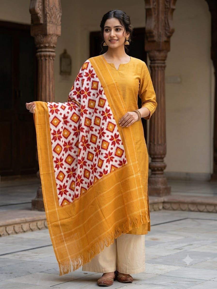 Ikat Dupatta - PSSIL02-ICDPCIBCD-26