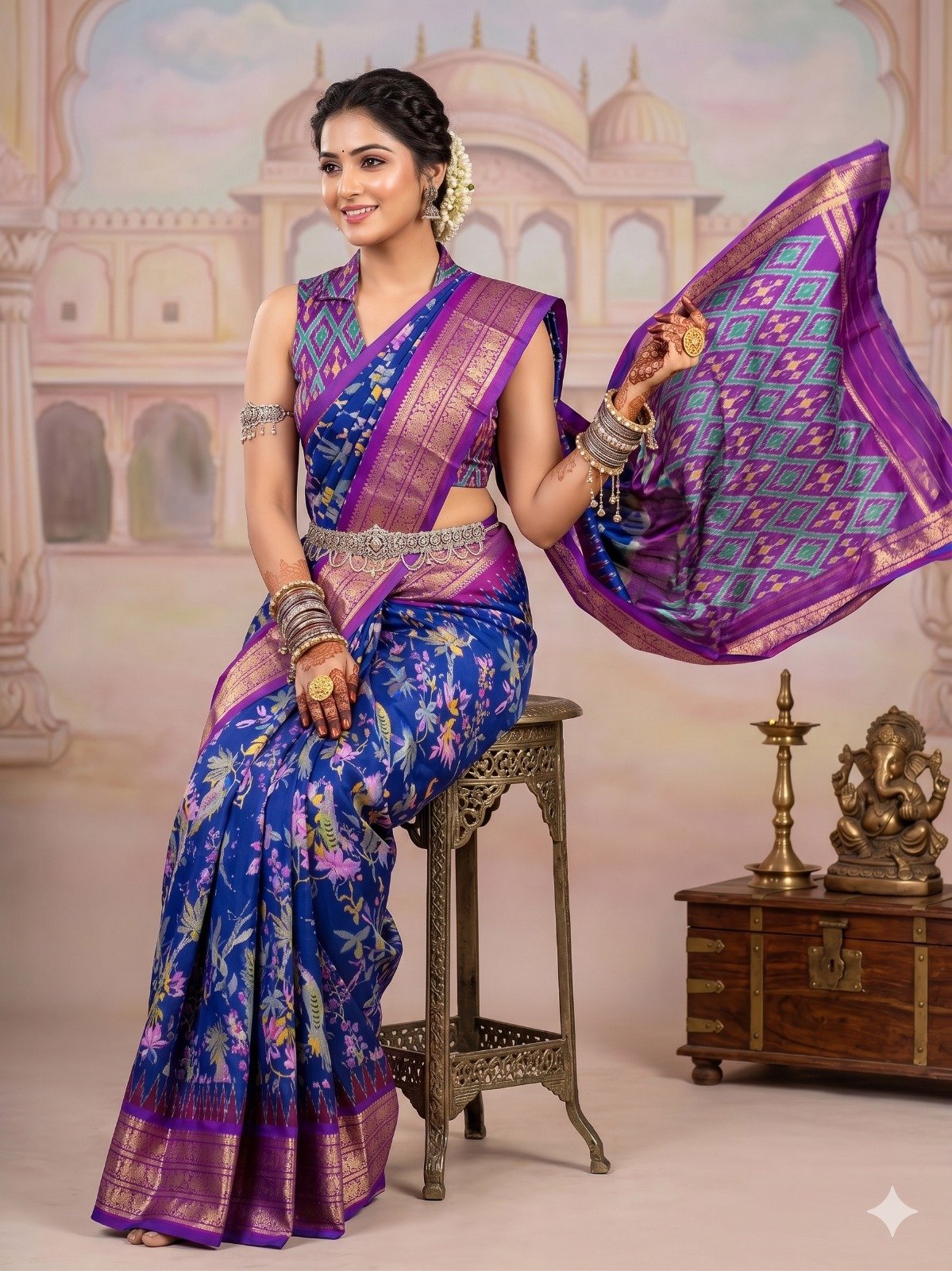 Ikat Print Saree - PANHG02-IPRSIZSDC-28