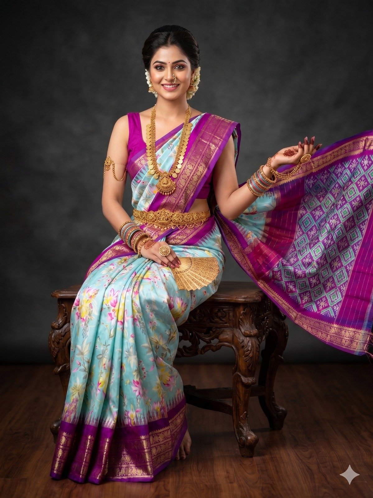 Ikat Print Saree - PANHG02-IPRSIZSDC-29